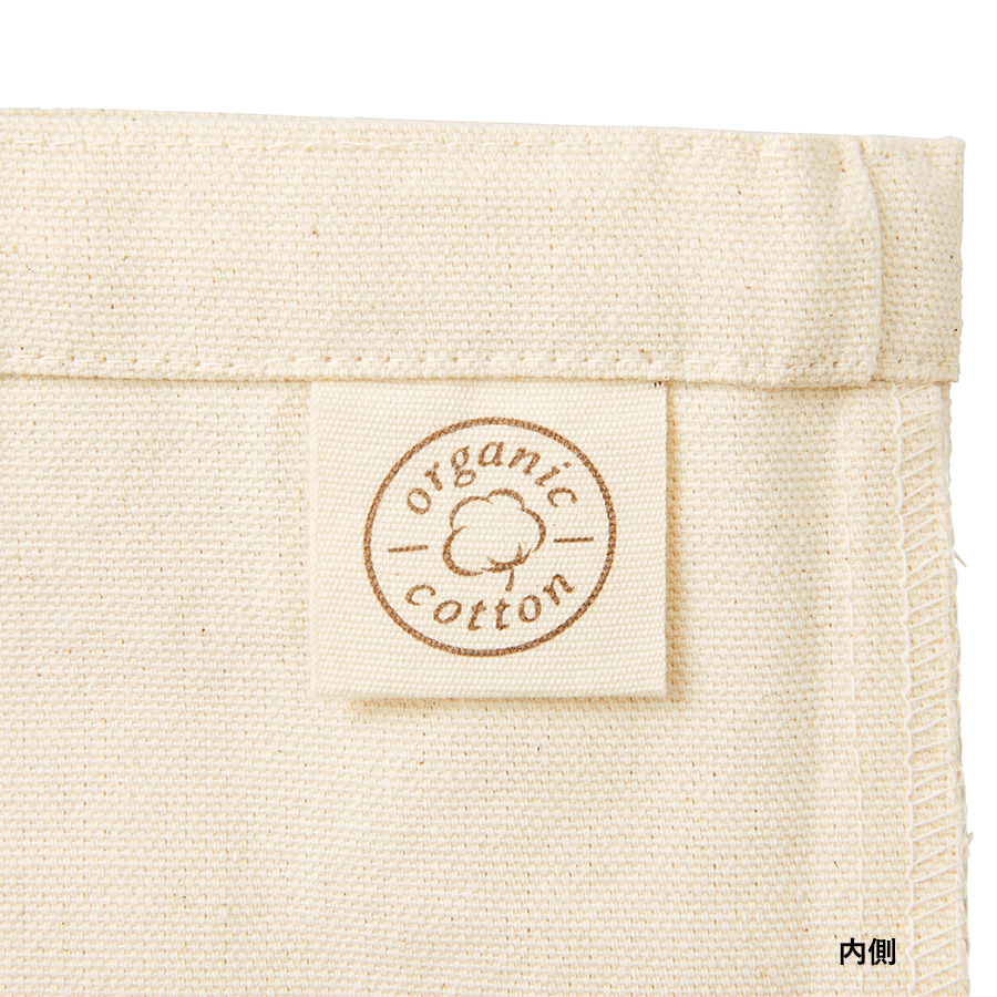 オーガニックコットンの素材感がわかるタグの拡大画像